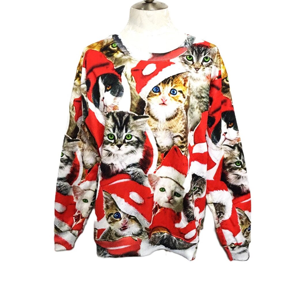 USBD Christmas Cats Sweatshirt Ugly Christmas Sweater EUC